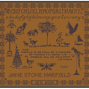 Jane&#39;s Bookplate (pdf) Cross Stitch Pattern