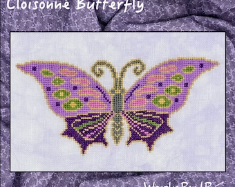 Cloisonné Butterfly Cross Stitch Pattern PDF