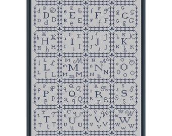 Alfabet Sampler Cross Stitch patroon papieren exemplaar