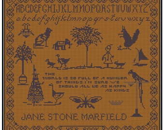 Jane's Bookplate Cross Stitch Pattern (paper copy)