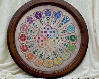Color Wheel Bouquet Cross Stitch Pattern (PDF)