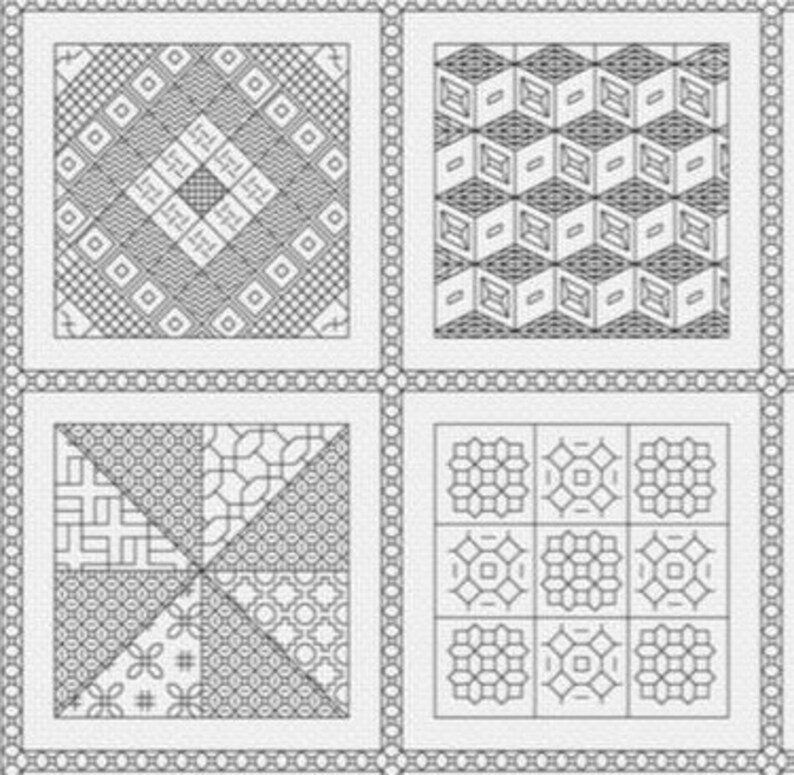 Pattern Blackwork Quilt Squares PDF