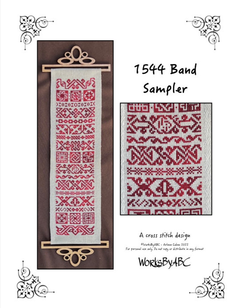1544 Band Sampler Cross Stitch Pattern (pdf) - Etsy