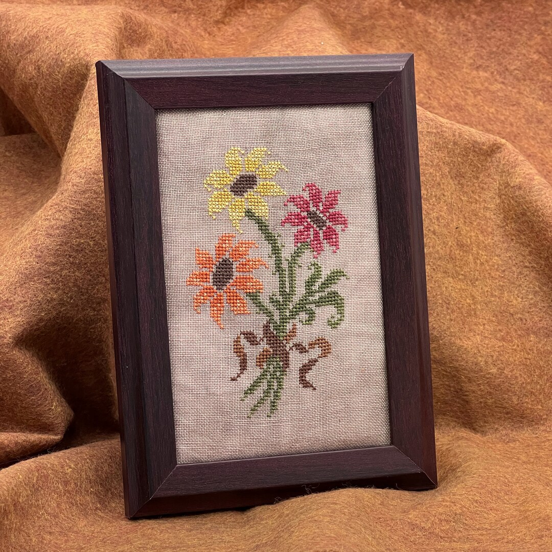Trio of Autumn Flowers Cross Stitch Pattern (paper Copy) - Etsy