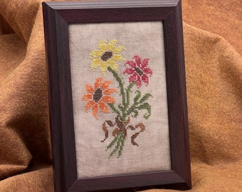 Trio of Autumn Flowers Cross Stitch Pattern (paper copy)