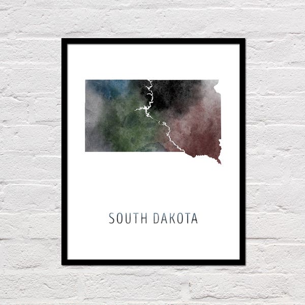 South Dakota Map Print, South Dakota Art Print, South Dakota Printable, Watercolor Map, South Dakota Poster, Printable State Map, Download