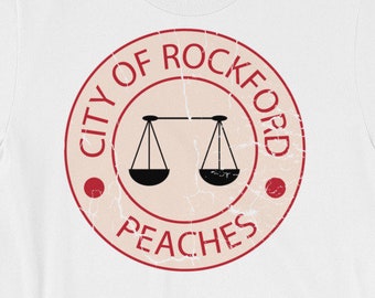 Rockford Peaches Camisa Rockford Peaches Camiseta Rockford Illinois Recuerdo Melocotones Camisa de Béisbol Camisa de Película