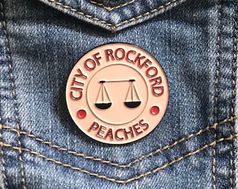 Rockford Peaches Enamel Pin, Rockford Peaches Pin, 1.25" Enamel Pin, Rockford Peaches Costume Accessory