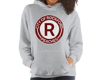Rockford Peaches Hooded Sweatshirt  Rockford Peaches Shirt Rockford Peaches Tee Rockford Illinois Souvenir Peaches Baseball Shirt