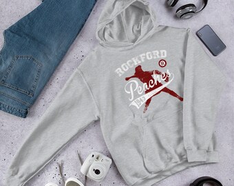 Rockford Peaches Hooded Sweatshirt Rockford Peaches Shirt Rockford Peaches Tee Rockford Illinois Souvenir Peaches Baseball Shirt