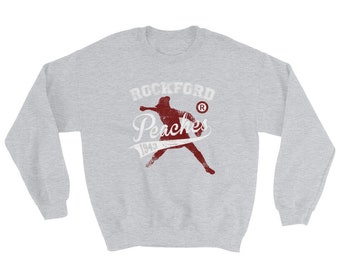 Rockford Peaches Sweatshirt Rockford Peaches Shirt Rockford Peaches Tee Rockford Illinois Souvenir Peaches Baseball Shirt