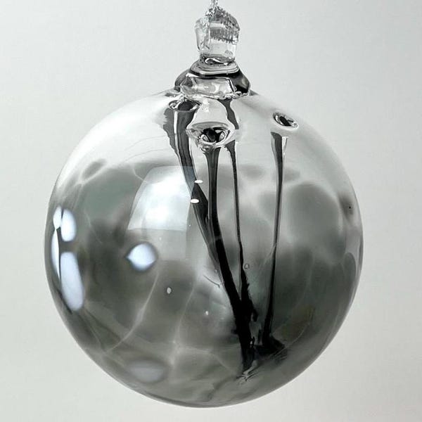 Made-to-Order Hand Blown Glass Witch Ball (Handmade in Savannah, Georgia) - Smoke Gray