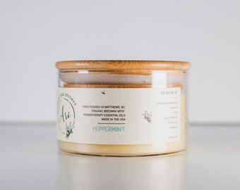 Peppermint Beeswax Candle – Peppermint Candle – Non Toxic Candle – Fresh Mint Candle – Clean Burning Essential Oil Candle – Natural Candle