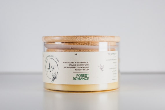 Forest Romance Beeswax Candle – Romantic Candle – Non Toxic Candle – Woodsy Aromatherapy Candle – Clean Burning Essential Oil Candle Gift