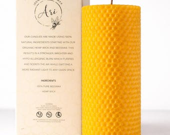 Beeswax Pillar Candle 5” Honeycomb Pillar | 100% Pure USA Beeswax Candle | Natural Candle, Clean Burning, Eco Friendly Home Decor, Gift