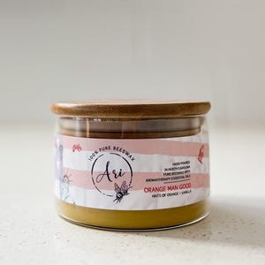 Beeswax Candle | Orange Man Good |100% Pure Organic Beeswax candle with essential oils + Hemp wick|8oz |Scented candle |Gift candle|