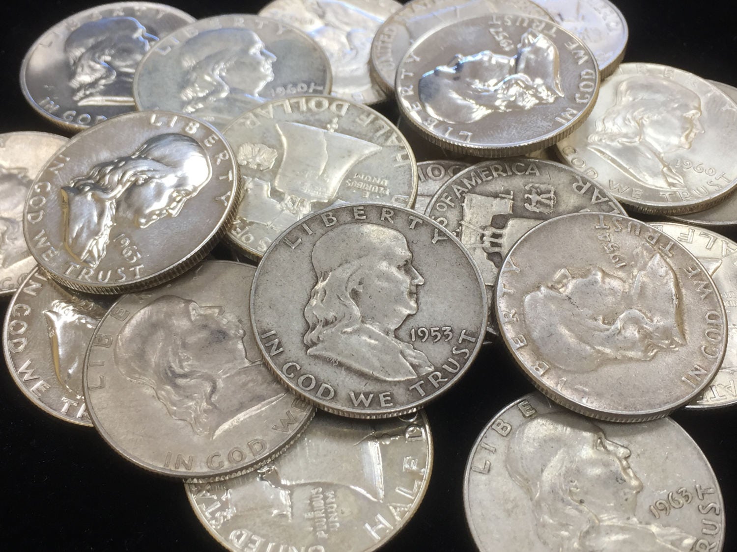 Roll of 20 Franklin 90% Silver Half Dollars, Full Dates