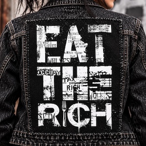 Eat the Rich-rugpatch: katoenen canvas punkstijl anti-embolie