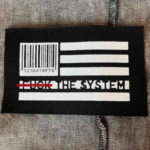 Fuck the System Barcode American Flag Patch - Punk Protest