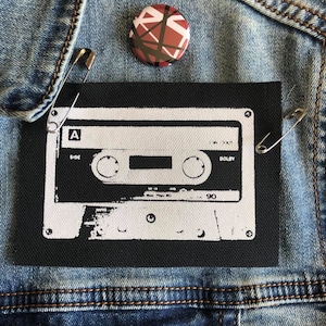 DIY Cassette Tape Patch: 80s Music, Hand-Screen Printed Cotton