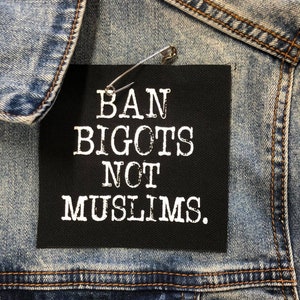 Patch verbod op onverdraagzamen, geen moslims, patch antiracistische, politieke patches, protestpatches, patch haat racisme, patch doek, cadeau moslim, anti-troef