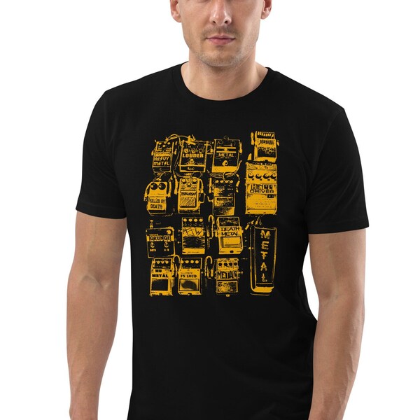 Guitarist Distortion Pedal Shirt, Unisex organic cotton t-shirt