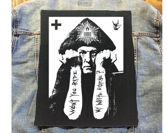 Aleister Crowley Patch, Satanic Patch, Electric Guitar Patch, Large Back Patch, Sew On Patch