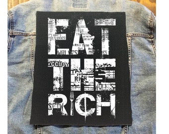 Eat the Rich Patch, Anti Establishment Back Patch, Punk Patch, Patches for denim, Protest Patches, Canvas Back Patch