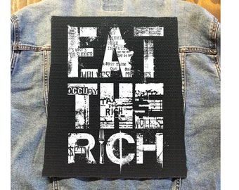 Toppa "Eat the Rich": tela di cotone anti-establishment in stile punk