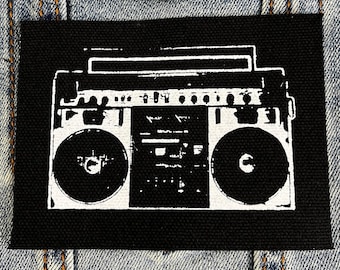 Retro Boombox Patch: Punk Rock Iron-On/Sew-On DIY Applique