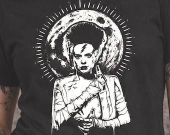 Bride of Frankenstein Shirt, Gothic Horror, Classic Monster, Punk Halloween Graphic Tee