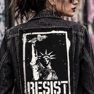 Statue of Liberty Resist Back Patch: Punk Style, Hand-Printed