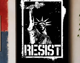 Resist Liberty Poster, Anti Fascist Wall Art, Protest Print, Political Decor, Punk Art, Activist Gift,