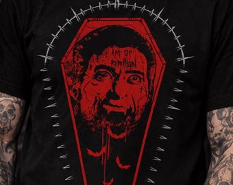 Dracula Vampire Coffin T-Shirt, Gothic Horror Punk Metal Tee