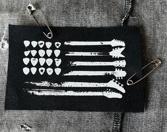 Guitar Flag Patch, Punk, 80"s Patch, Music Patch, DIY Crafts