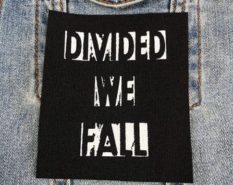 Divided We Fall Punk Patch: Political Stencil Art for Jackets