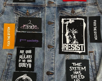 Punk Patches Group Of 10, The System Has Failed Us, Smash The Patriarchy