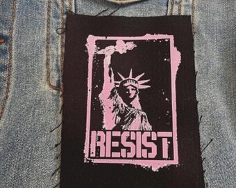 Pink Resist Patch – Feminist Statue of Liberty Sew-On Jacket Patch, Punk  DIY
