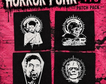 Horror Punk Patch 4-Pack: Dracula, Frankenstein, Bride, Wolfman