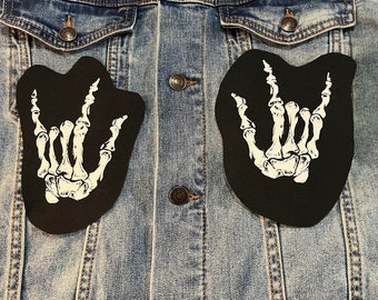 Heavy Metal Skeleton Patch, Sew On Patch, Motorcycle Jacket Patch, Heavy Metal Lover Gift, Hardcore Music Patch, Musician Gift