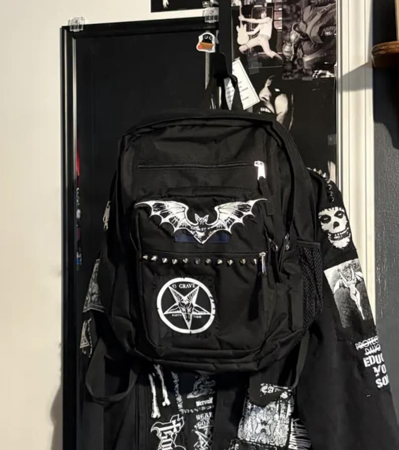 Lot de 6 écussons punk horreur : Dracula, Frankenstein, sorcière - Toile en coton imprimée à la main image 7