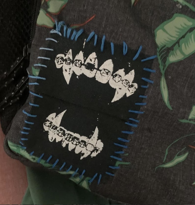 Lot de 6 écussons punk horreur : Dracula, Frankenstein, sorcière - Toile en coton imprimée à la main image 2