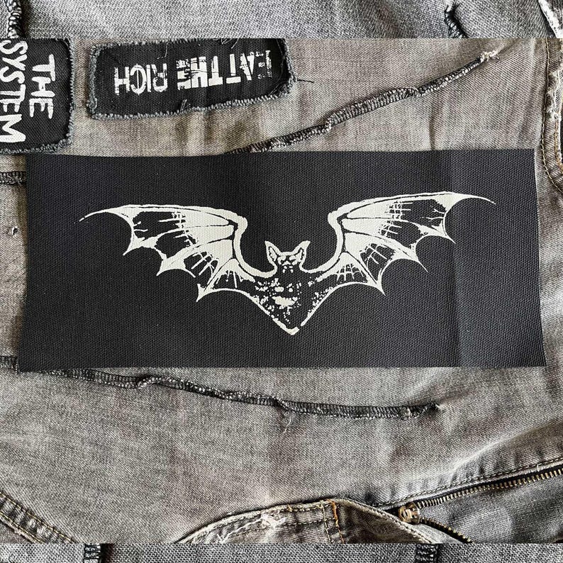 Lot de 6 écussons punk horreur : Dracula, Frankenstein, sorcière - Toile en coton imprimée à la main image 5