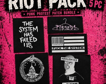 Punk Protest Patches – 5 Pc Political Resistance, Activist, DIY Jacket Vest Patches