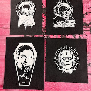Horror Punk Patch 4-Pack: Dracula, Frankenstein, Bride, Wolfman