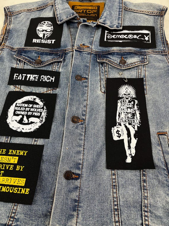 Eat the Rich & Guy Fawkes Political Patch Bundle – Small Punk Patches for Shorts, Hats, Vests – Anti-Corruption Activist Sew-On Set