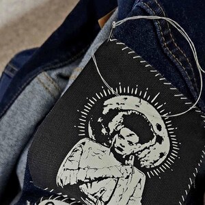 Lot de 6 écussons punk horreur : Dracula, Frankenstein, sorcière - Toile en coton imprimée à la main image 11