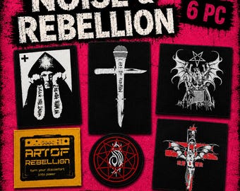 Punk Rock Patch Bundle – 6 Piece Heavy Metal Music Patch Set, Goth Punk DIY Jacket Patches, Alternative Rock