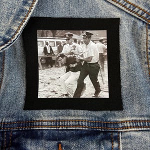 Bernie Sanders Arrest Patch – Vintage Heat Transfer Protest Patch for Jackets, Tees, DIY Clothing