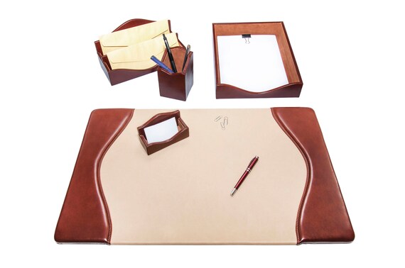 Luxury Leather Desk Set 5 Piece Made In Italy Etsy